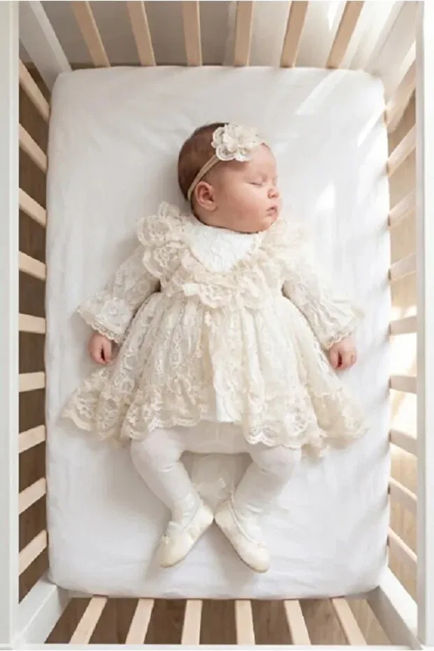 Детский комплект для девочек с кружевными деталями Orchid Mevlütlük Park Bebe, Vintage Cream — фото 4