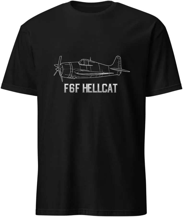 Мужская футболка с принтом истребителя F6F Hellcat, Black