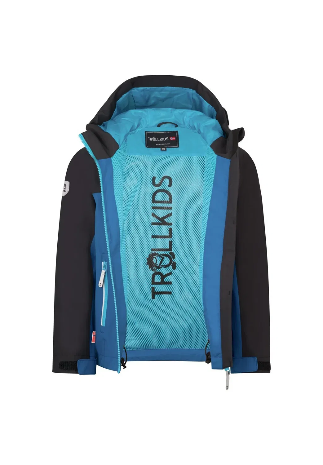 Детская куртка для телемарка - куртка для активного отдыха Trollkids, Alpine Blue/Black/Pool Blue — фото 3