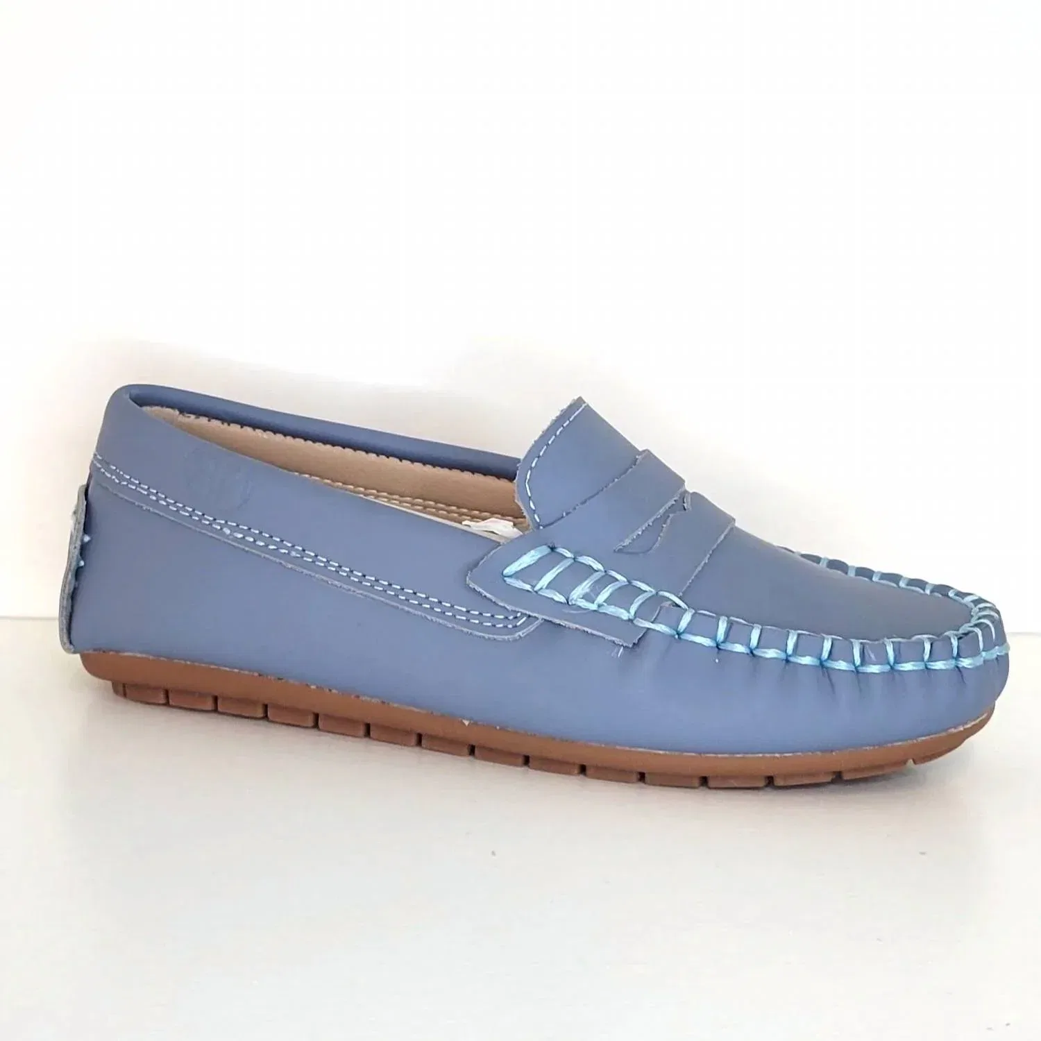 Детские лофферы-мокасины из премиальной кожи Cosima Penny Loafer Moccasin Ralph Miguel, Jean Gum Leather