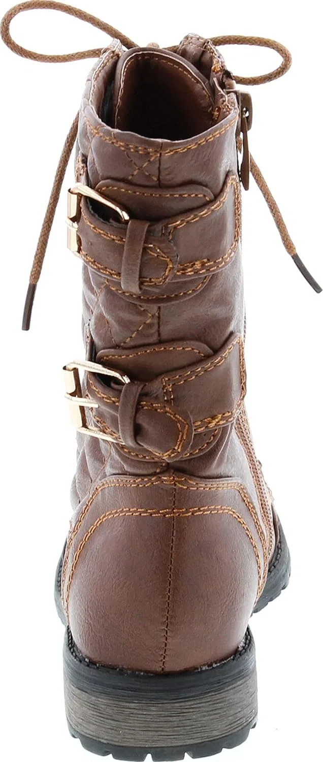 Детские ботинки для девочек на шнуровке с принтом JJF Shoes, Tan — фото 4
