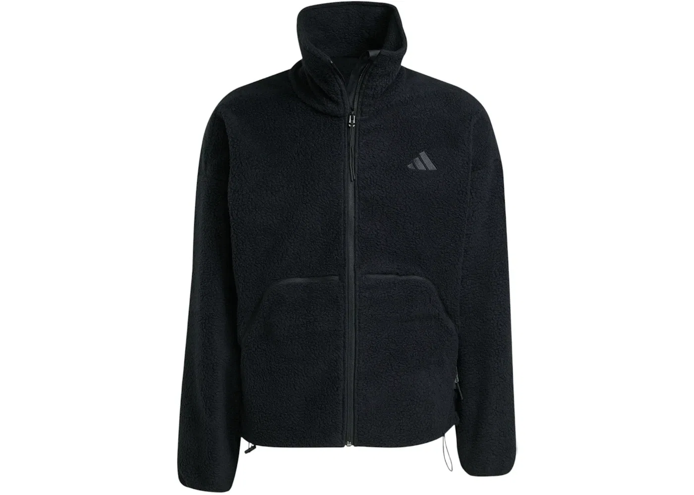 Мужская куртка из высокого ворса флиса на молнии Adidas, Black