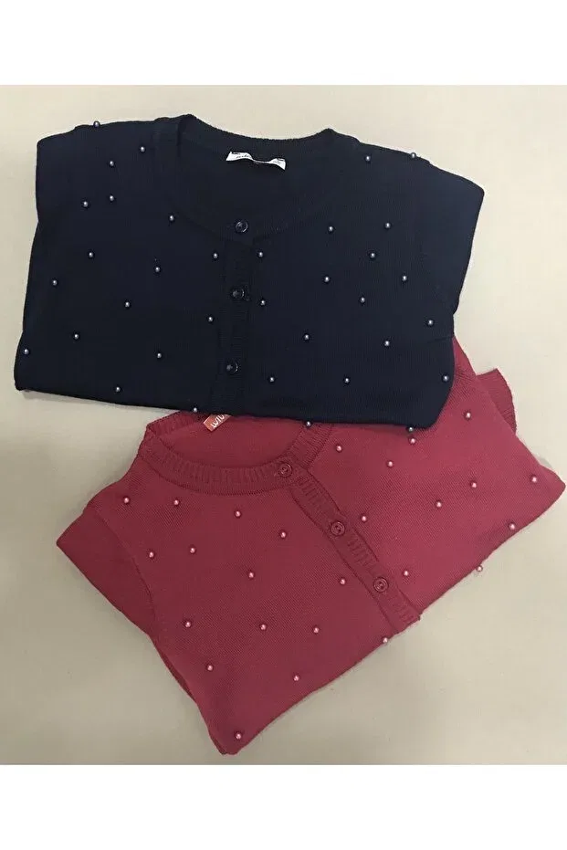 Детский кардиган для девочек хлопковый Pearl Cardigan Nonno Kids, Dark Red — фото 3