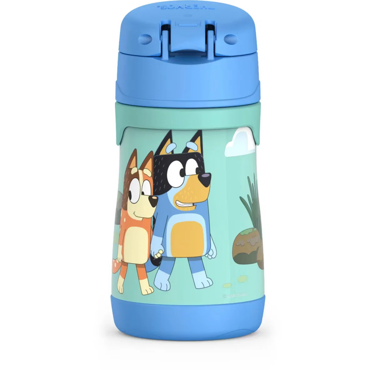 Детская бутылка-поильник из нержавеющей стали 26 см 0,3 л с трубочкой Bluey Thermos, Bluey — фото 3
