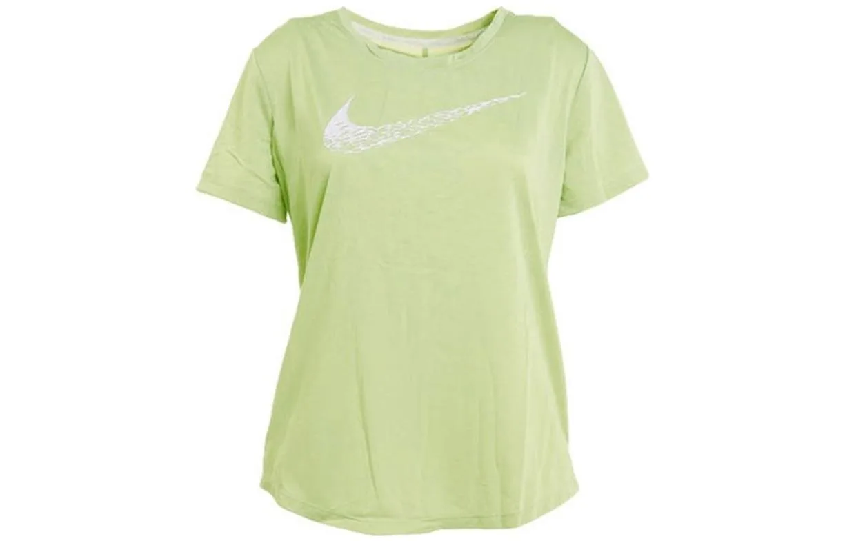 Nike Футболка с втачным рукавом для бега женская светло-оливкового цвета — фото 3