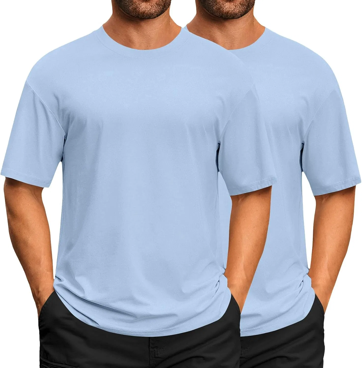Мужская футболка свободного кроя с коротким рукавом, 2 шт., Light Blue