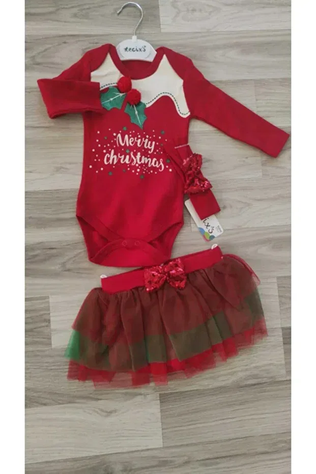Детский комплект для девочек с принтом New Year's Eve Glam Noel, Multicolor — фото 3