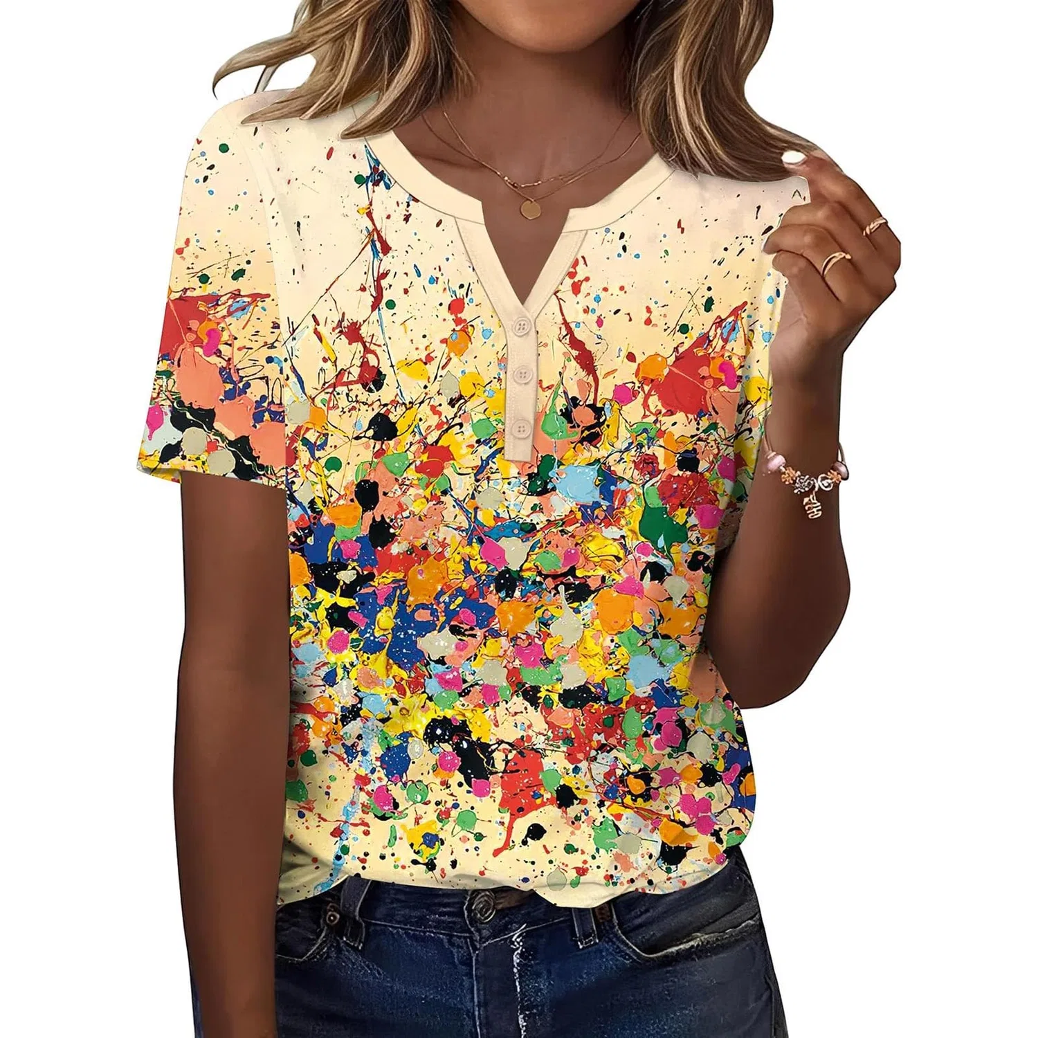 Женская хлопковая футболка Classic Soft Basic, Multicolour-h