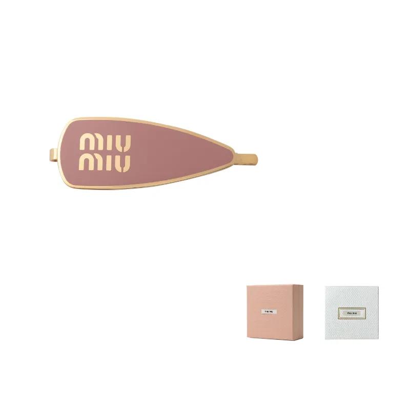 Заколка для волос MIU MIU с эмалью и гравировкой, розовая