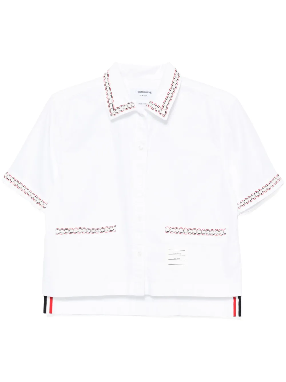 

Укороченная рубашка с приспущенными плечами THOM BROWNE, белый