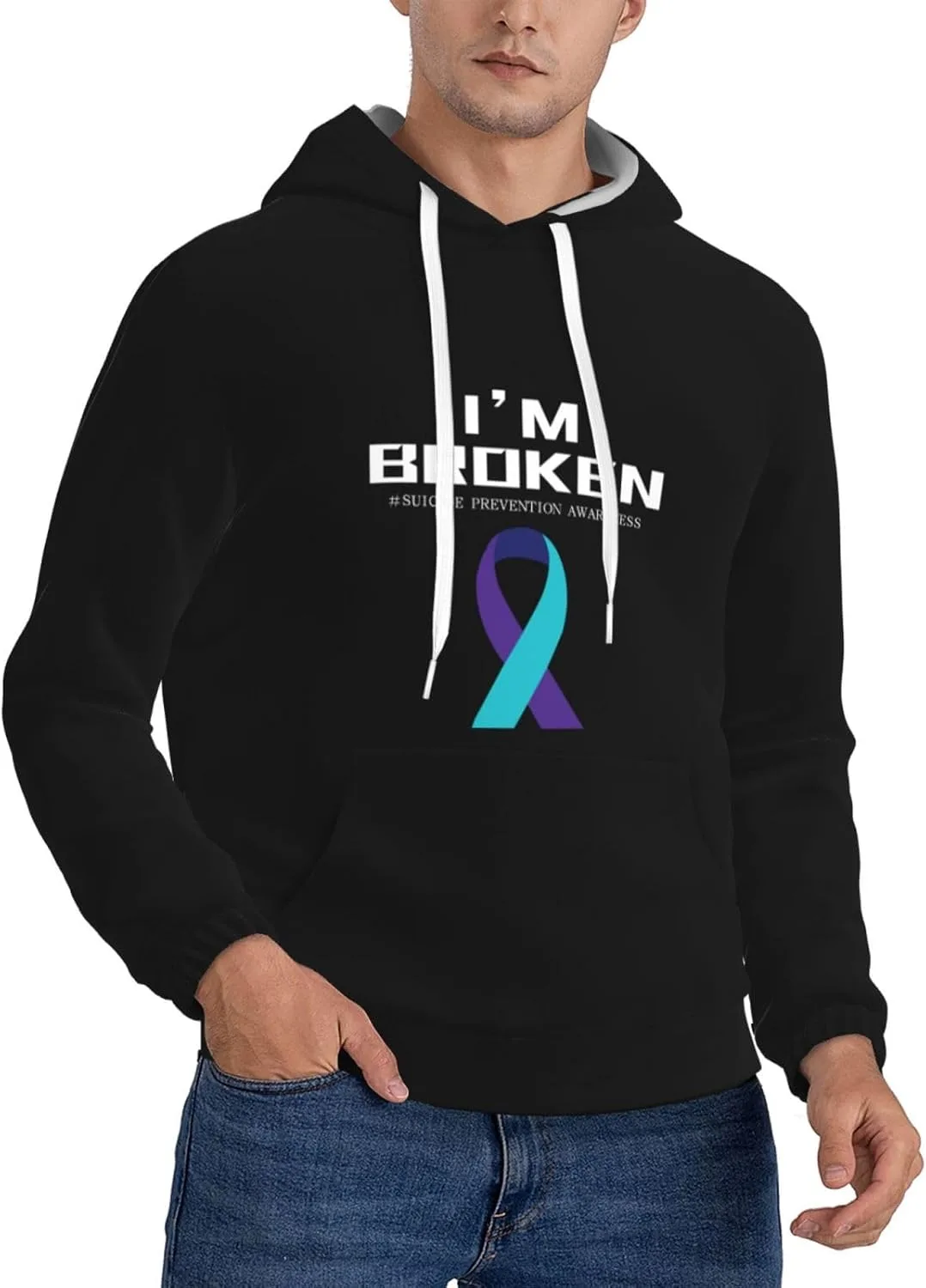 

Толстовка с капюшоном Suicide Prevention Awareness, мужская, с карманами SDERDZSE