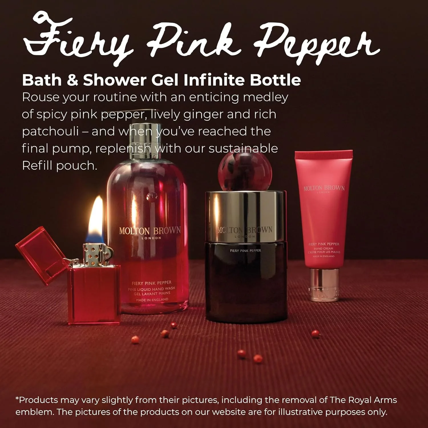 Гель для душа Molton Brown Fiery Pink Pepper, флакон Infinite, 13,5 жидких унций., Silver — фото 3