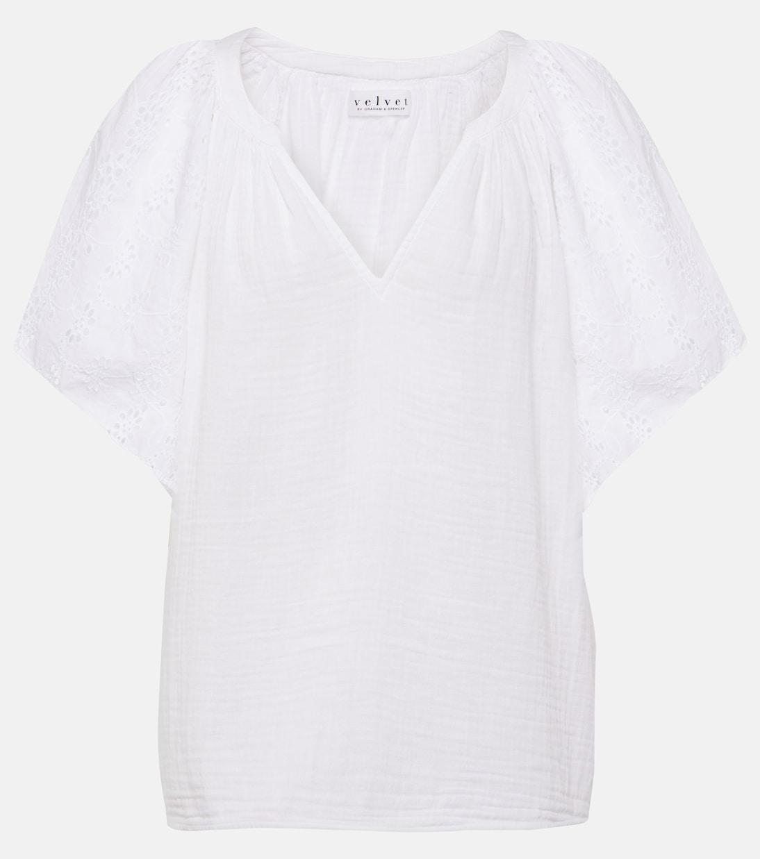 

Хлопковый топ с вышивкой Tish Velvet, белый