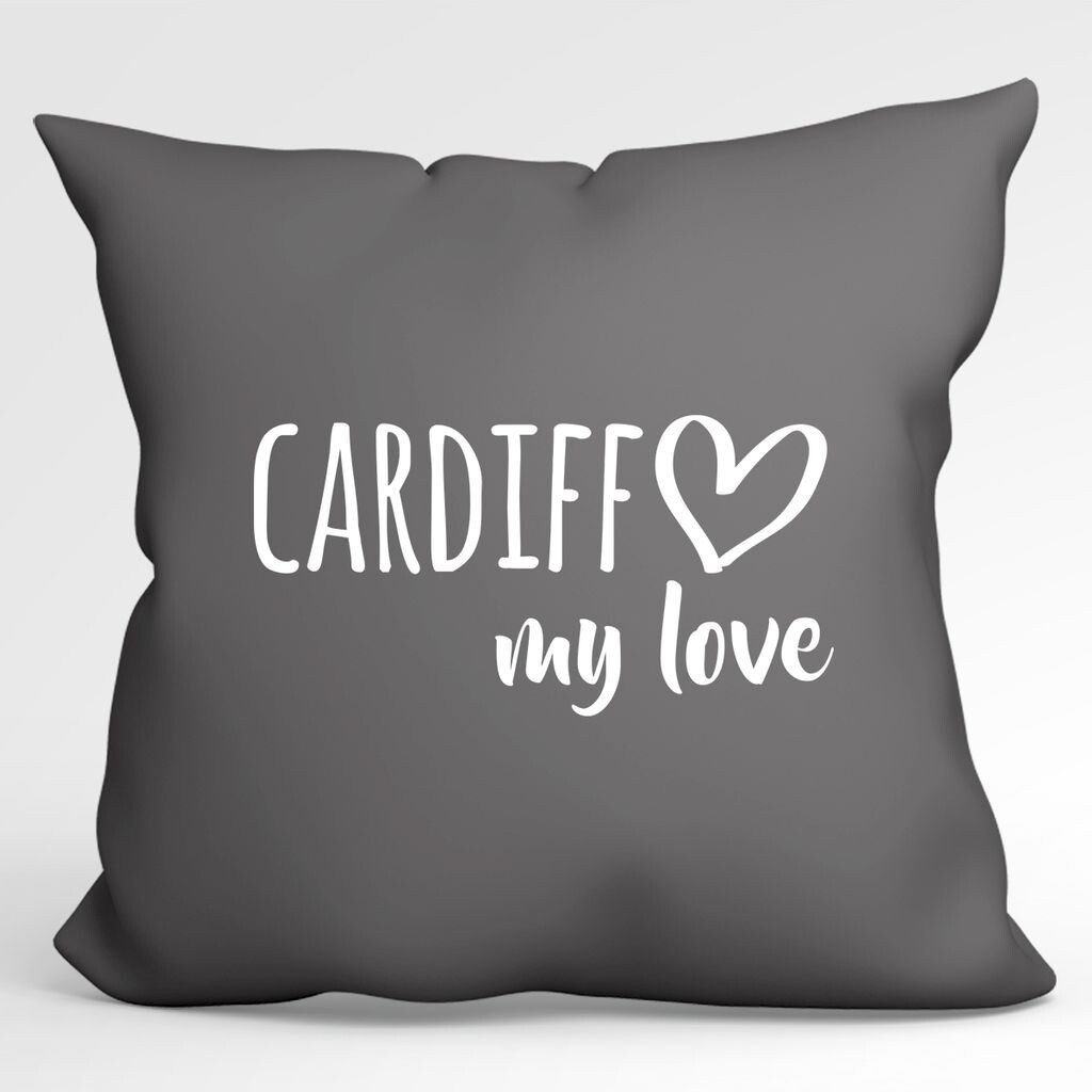 

Подушка Huuraa Cardiff my love, декоративный чехол на подушку без наполнителя, размер 40х40см, Серый стальной, для всех любителей Кардиффа, Уэльс, идея подарка для друзей и семьи Hellweg Druckerei