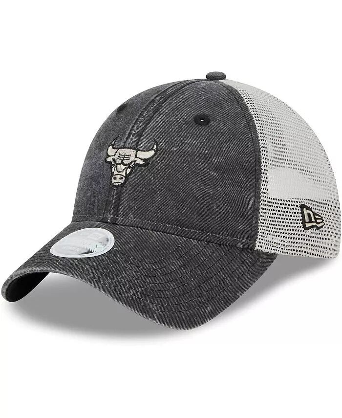 

Женская черная регулируемая кепка Chicago Bulls Micro Logo 9TWENTY Trucker New Era, черный