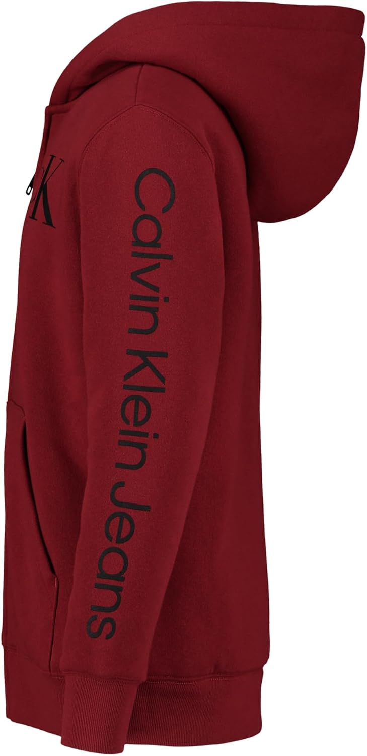 Толстовка Calvin Klein Boys с длинным рукавом и молнией из флиса, Sherpa-Lined Red Dahlia — фото 2