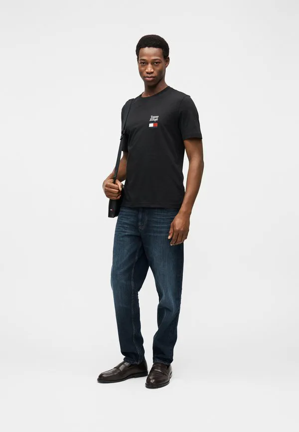 Футболка с вышитым логотипом, круглый вырез, принт. Tommy Hilfiger, Black — фото 2