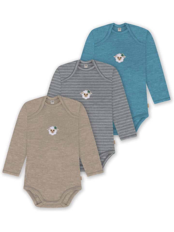 

Normani Outdoor Sports Комплект из 3 детских боди из мериносовой шерсти с длинными рукавами, цвет Окленд, синий/серый/бежевый