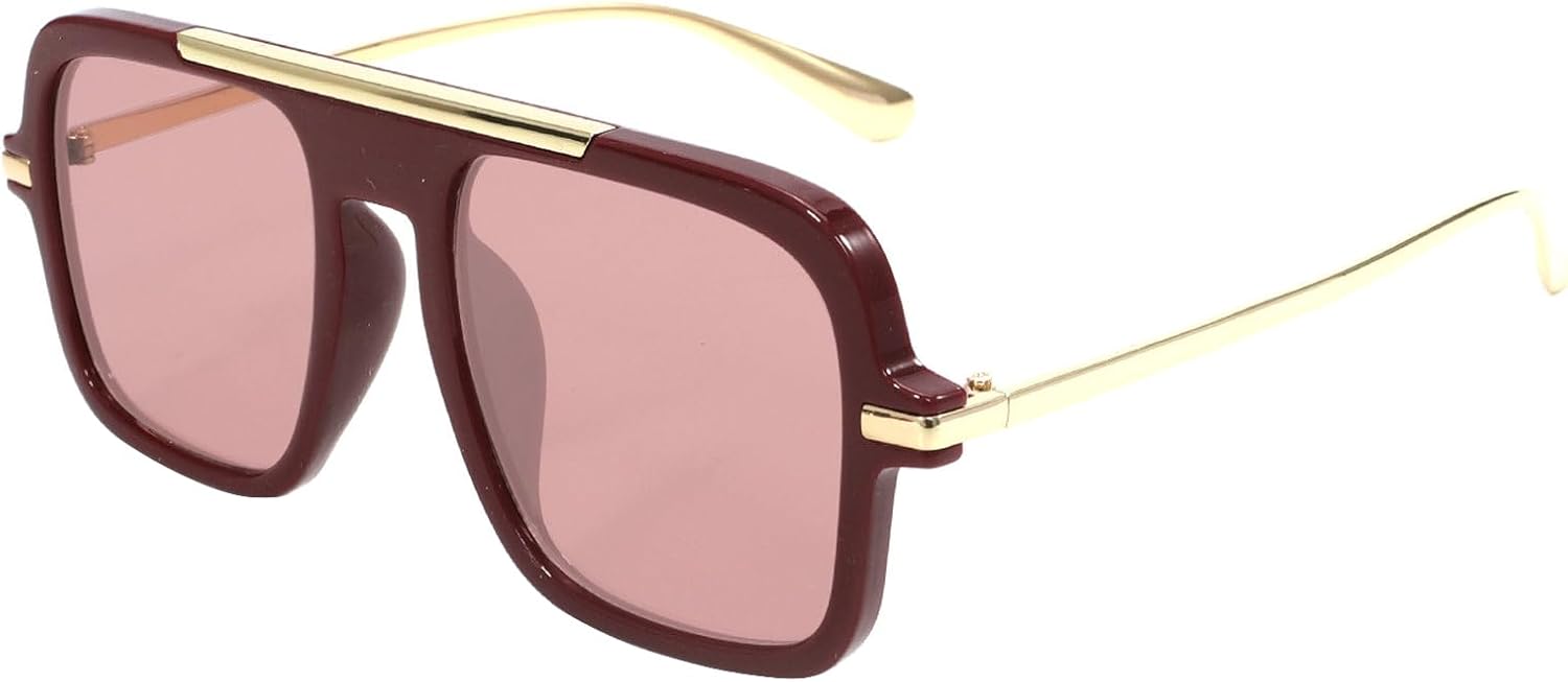 

Большие квадратные солнцезащитные очки для женщин и мужчин, большие солнцезащитные очки-щитки с плоской верхней частью, винтажные панк-очки для мужчин, очки для активного отдыха mincl, Light Red