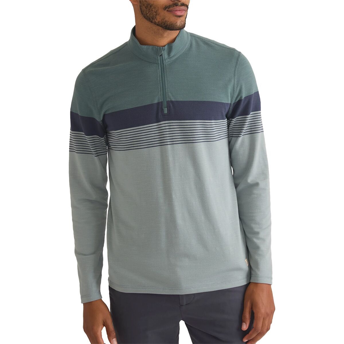 

Поло с молнией на 1/4 Air stripe Marine Layer, цвет north atlantic