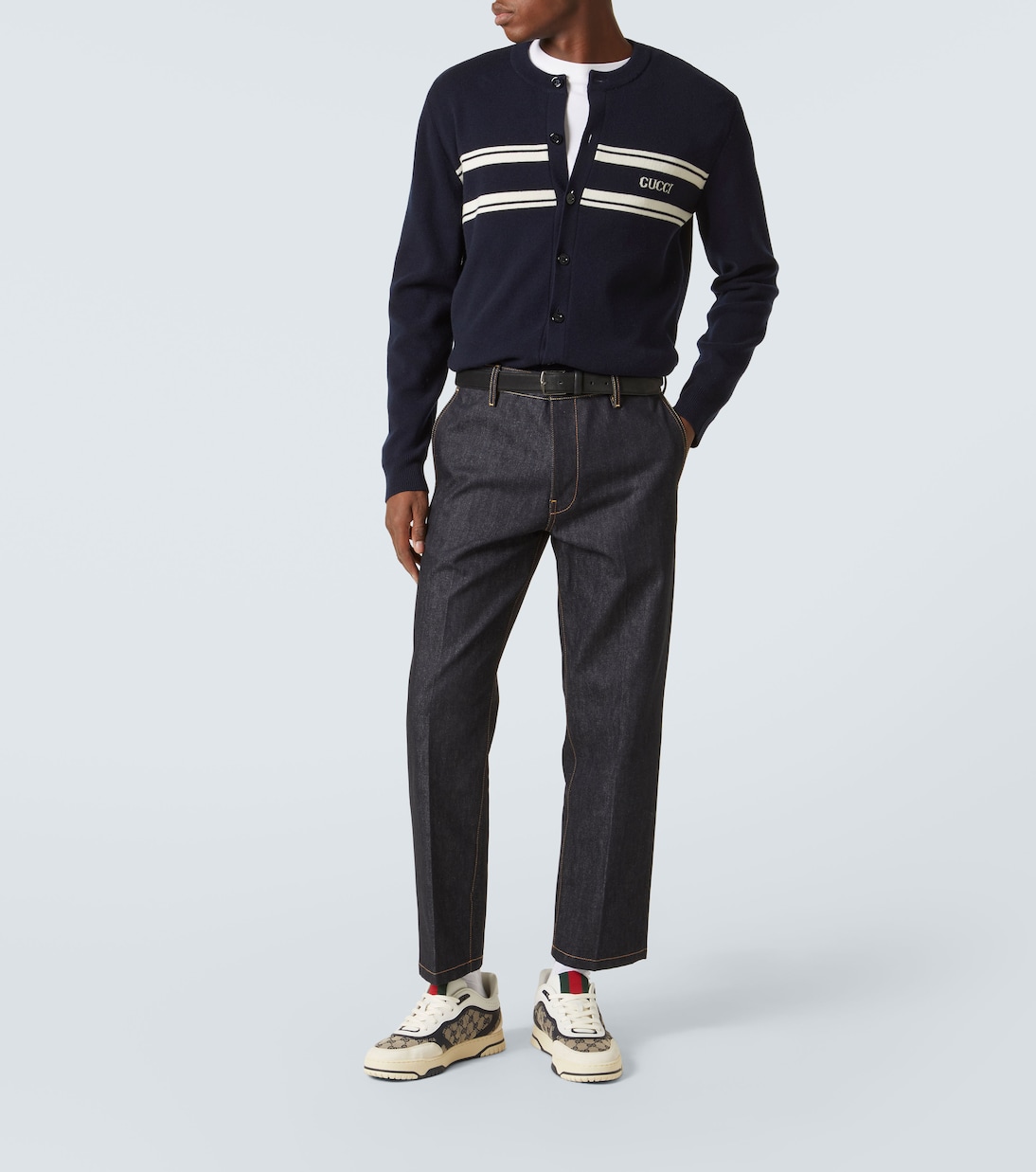 Кожаные кроссовки Re-Web Gucci, Iv/B.B/B/G.W/G.W/Vrv — фото 2