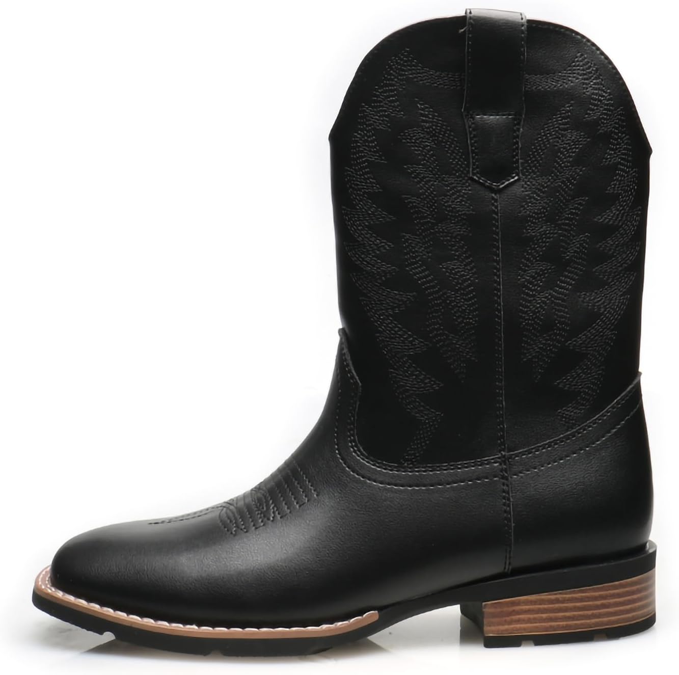 

Мужские ковбойские сапоги в западном стиле с квадратным носком, вышитые сапоги из искусственной кожи с аппликацией, сапоги рыцаря с V-образным вырезом Generic, черный