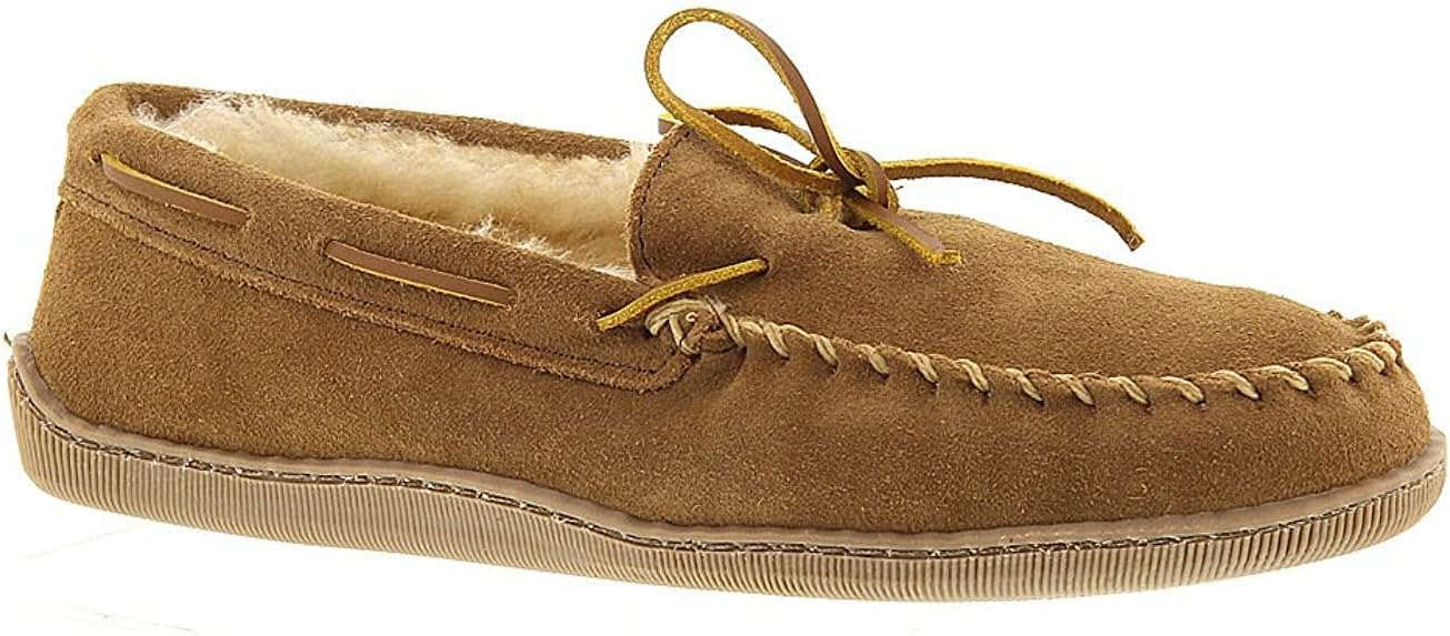Мужские мокасины Minnetonka с жесткой подошвой из овчины, Golden Tan — фото 4