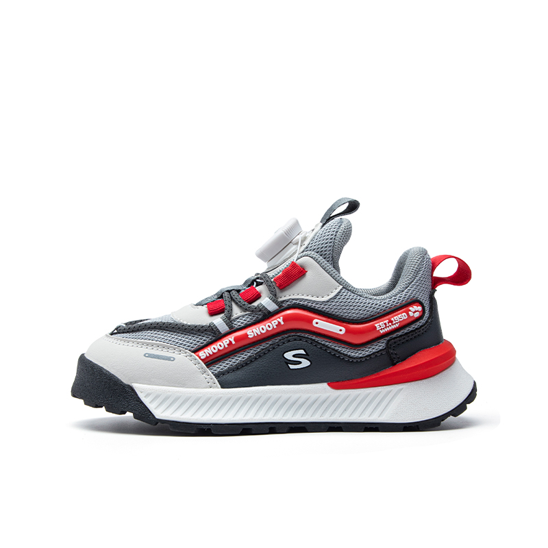 

SNOOPY Скользостойкие, износостойкие, дышащие, водонепроницаемые, антиударные детские повседневные ботинки gray red kids'