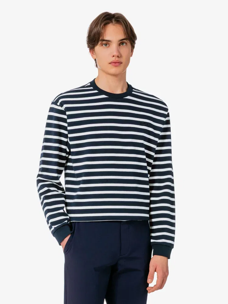 Футболка с длинным рукавом, полосатая, TH338E LACOSTE, Navy