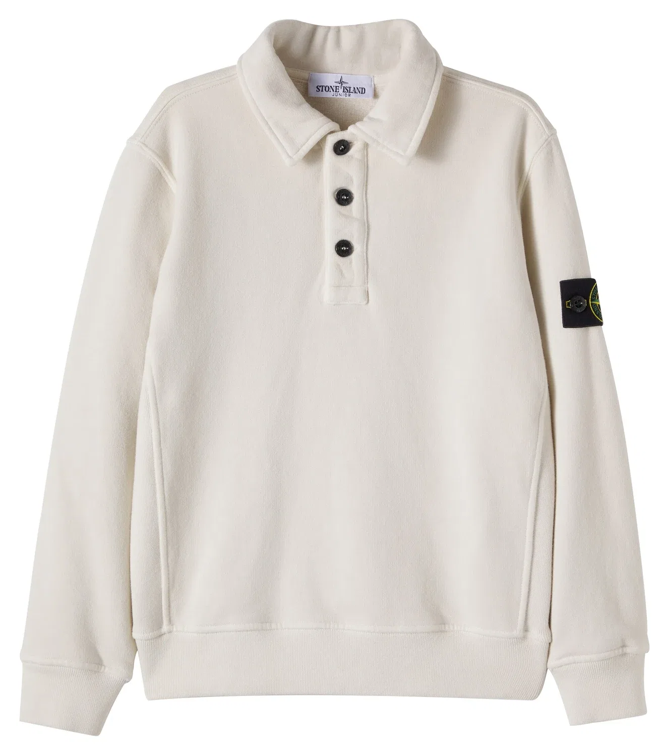 Поло из хлопкового джерси с воротником-поло Stone Island Junior, белый