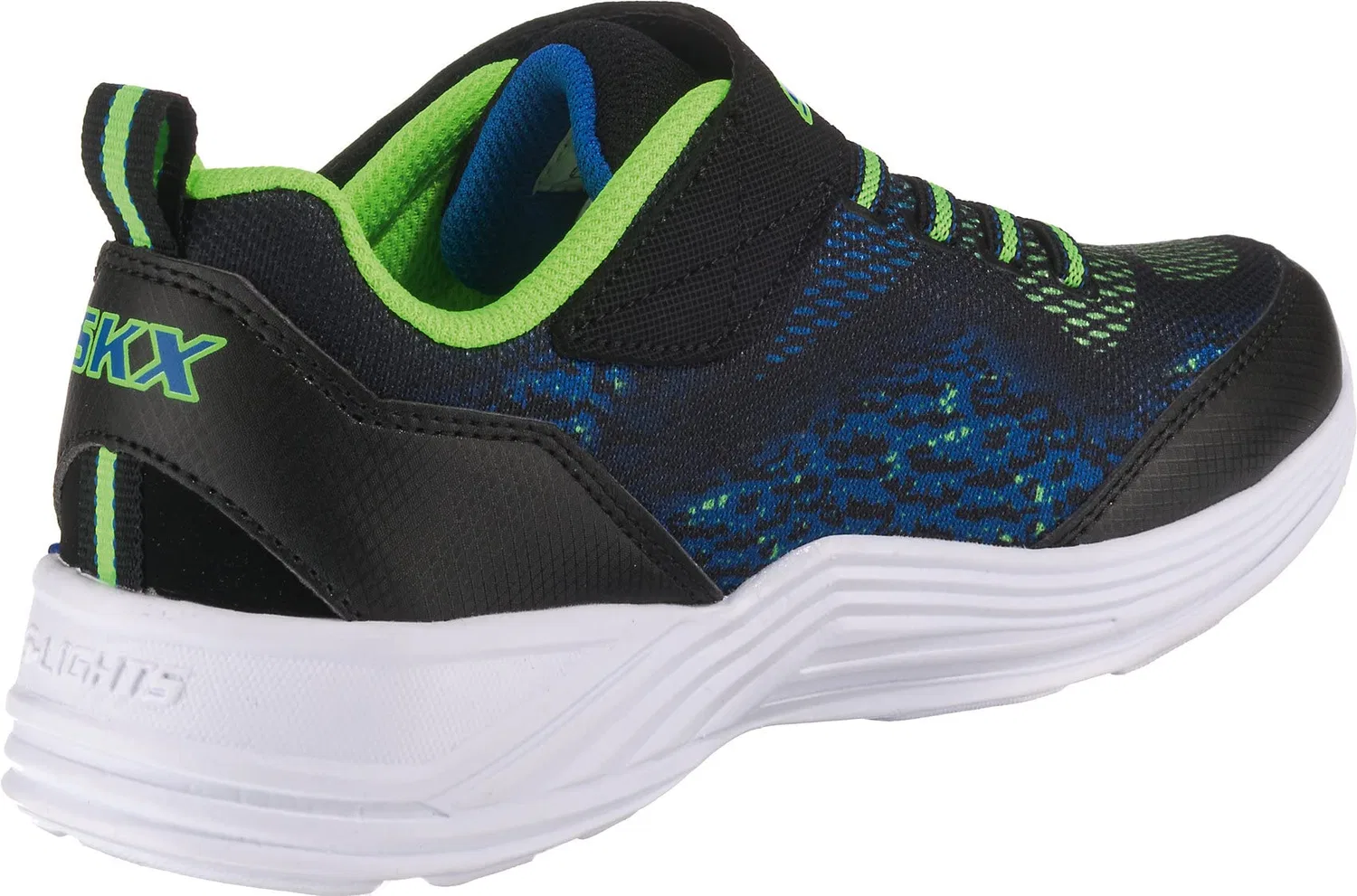 Детские кроссовки для мальчиков с максимальной амортизацией Erupters III - Derlo Skechers, Black Black Mesh Synthetic Blue Lime Trim — фото 4