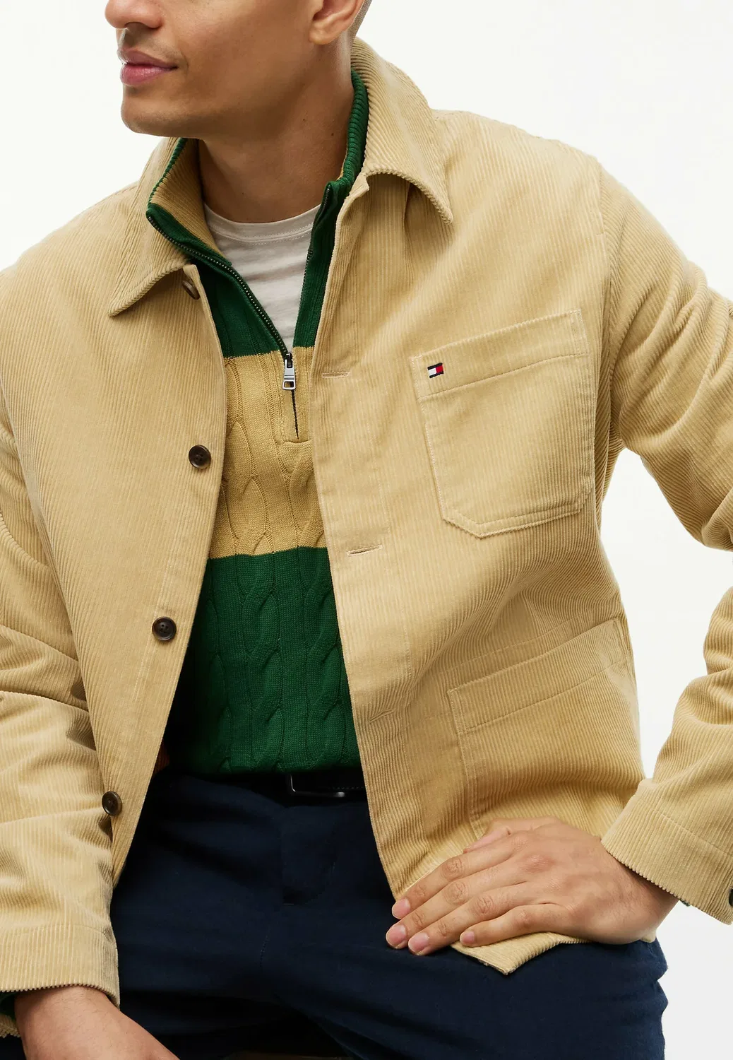 Рабочая рубашка-куртка из вельвета свободного кроя - летняя куртка Tommy Hilfiger, Gentle Gold — фото 4