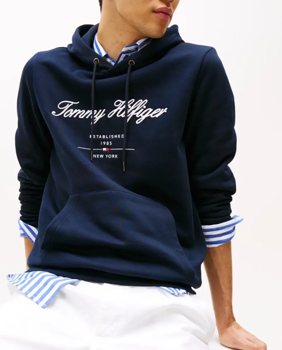 Мужская худи с вышивкой Tommy Hilfiger, Azul Marino — фото 3
