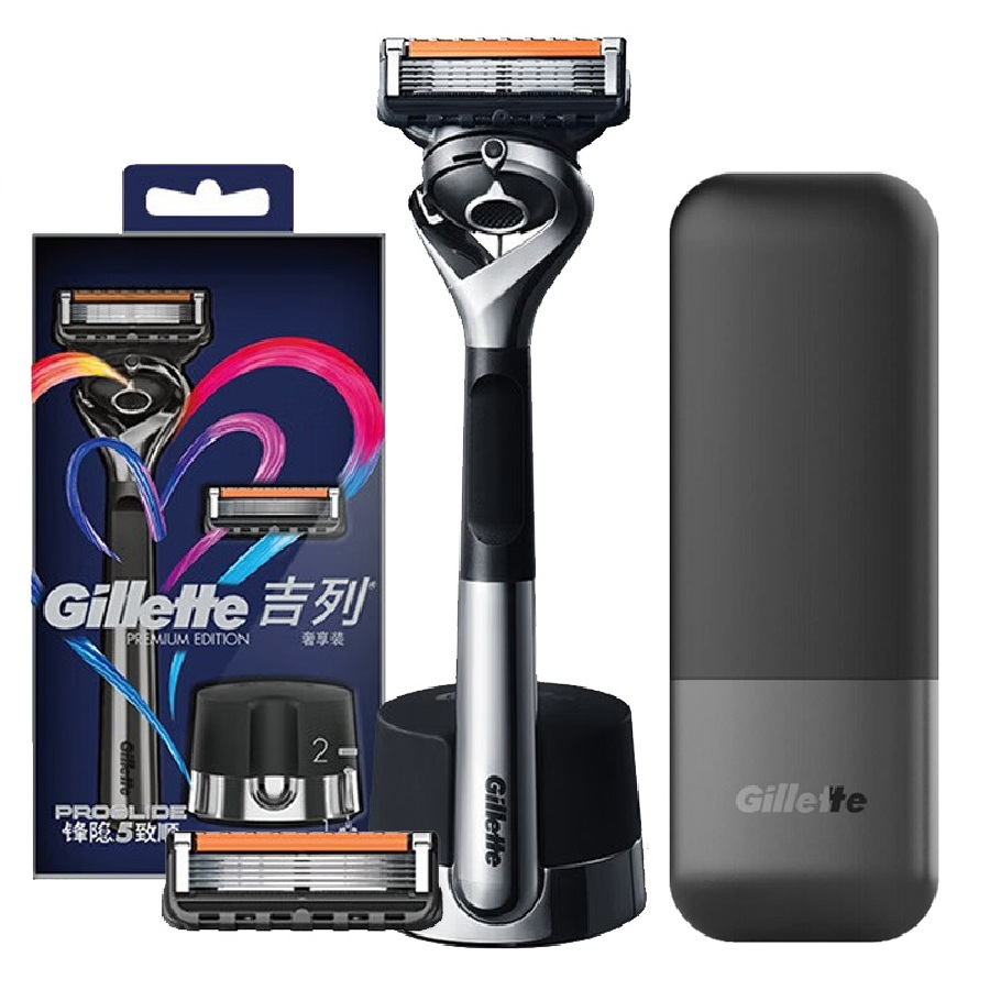 Набор бритвенная система + дорожный чехол Gillette Fusion 5 Premium Edition, 4 предмета