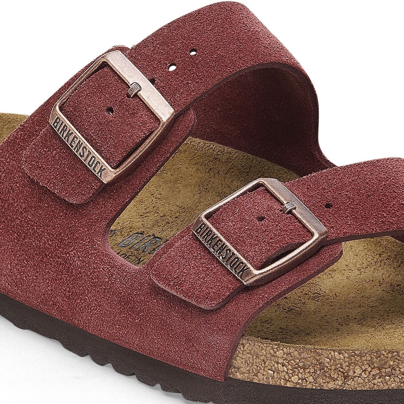 Сандалии Birkenstock Arizona Suede Leather унисекс, бордовый — фото 3