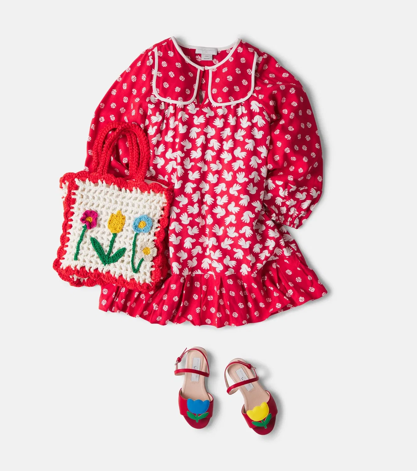 Платье с принтом и рюшами Stella McCartney Kids, красный — фото 2