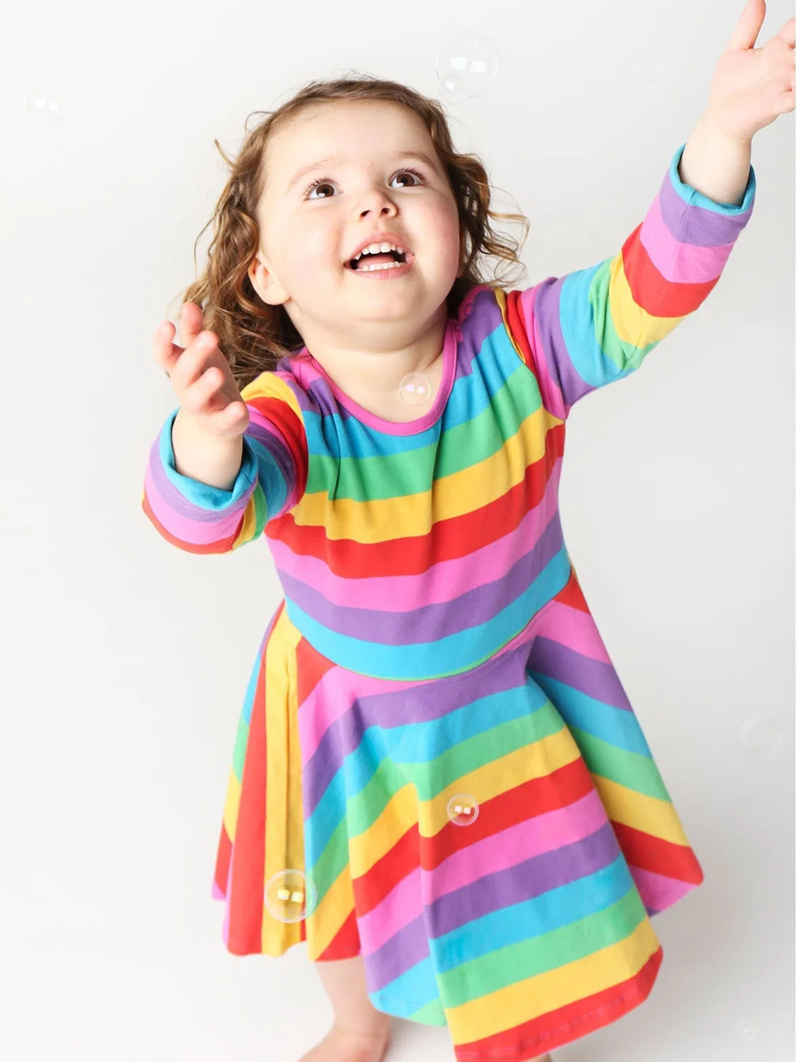 Платье-трапеция с длинным рукавом Rainbow Frugi, розовый — фото 2