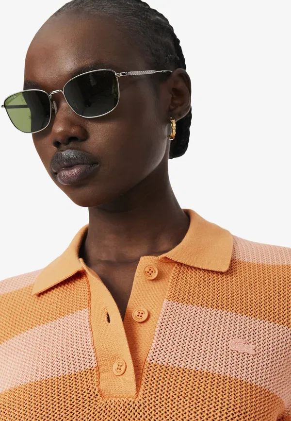 Футболка поло Lacoste, оранжевая — фото 4