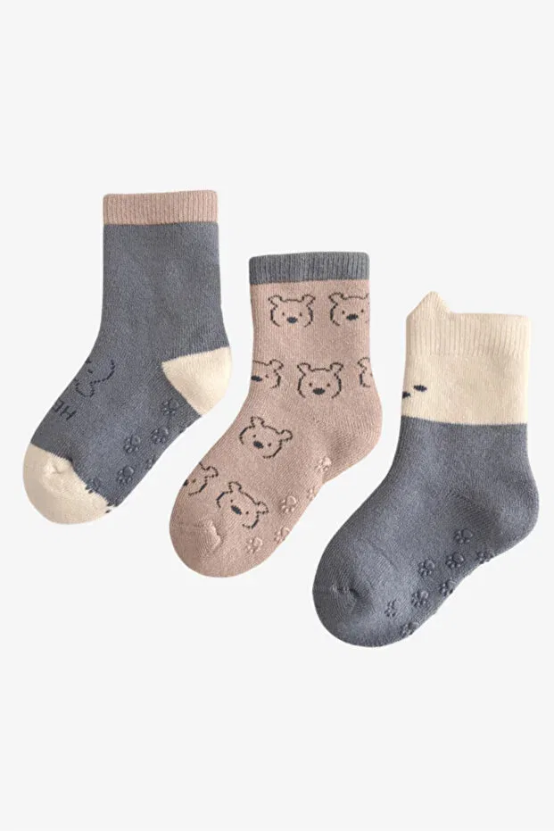 Детские носки с принтом 3-шт Teddy Bear Patterned Bony Socks, Blue