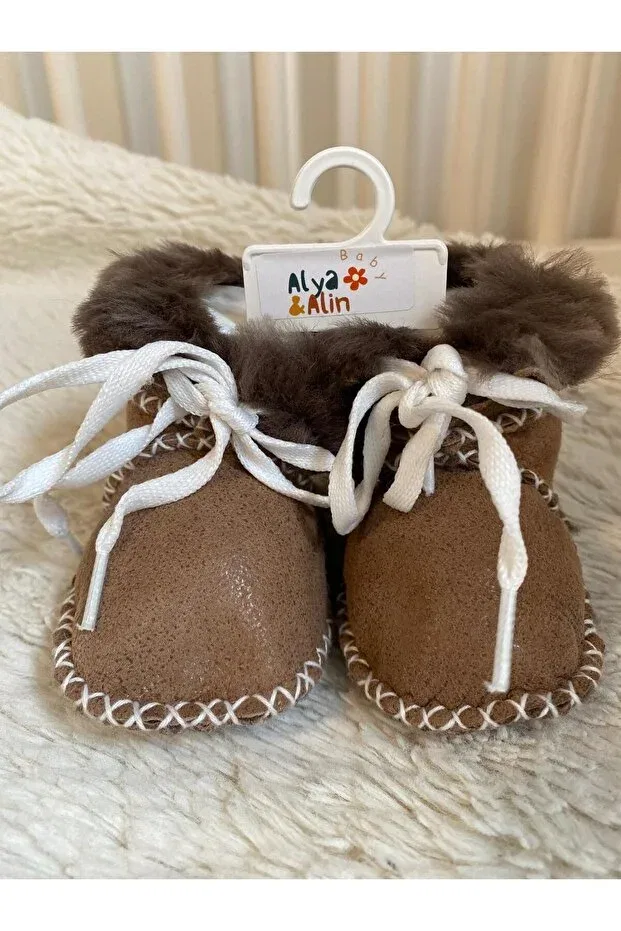 Детские ботинки на шнуровке для мальчиков Alya&Alin Baby, Cinnamon