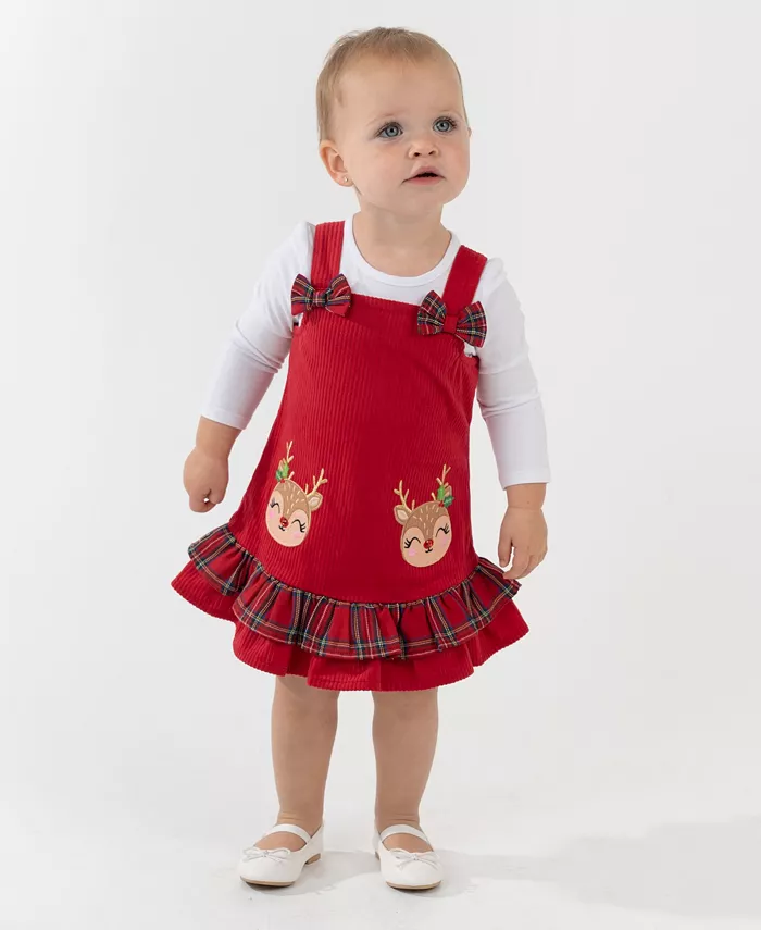 

Комплект для девочек из двух предметов: топ с длинными рукавами и джемпер Rare Editions, красный