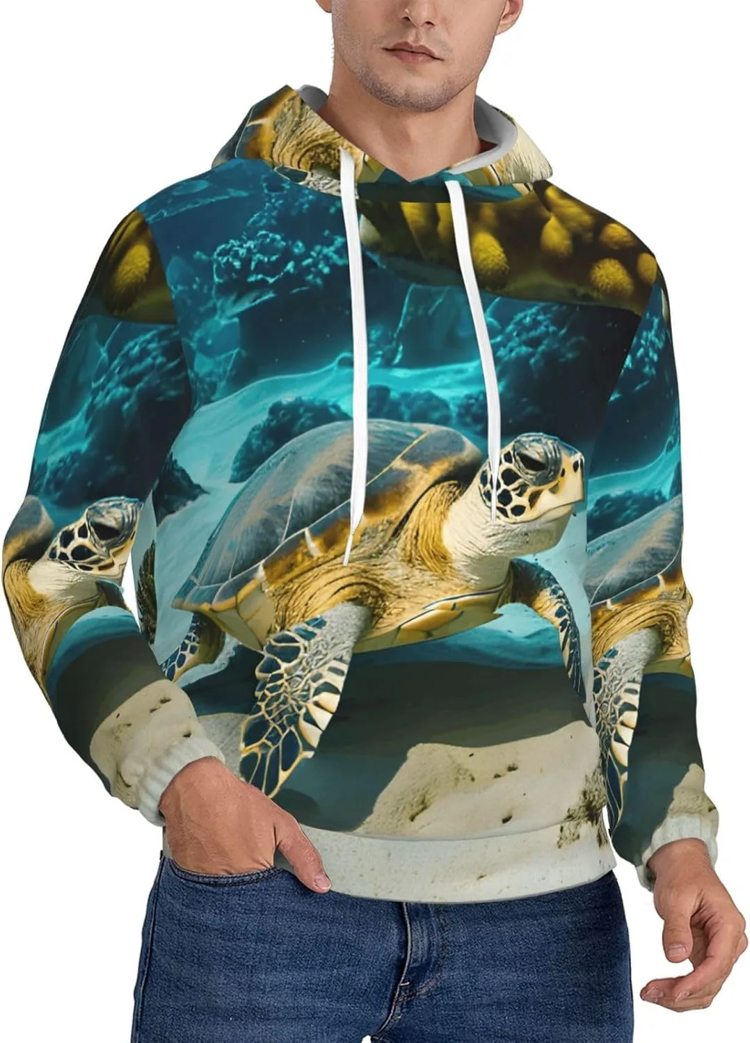 

Толстовка с капюшоном BaerK для мужчин, с принтом морской черепахи