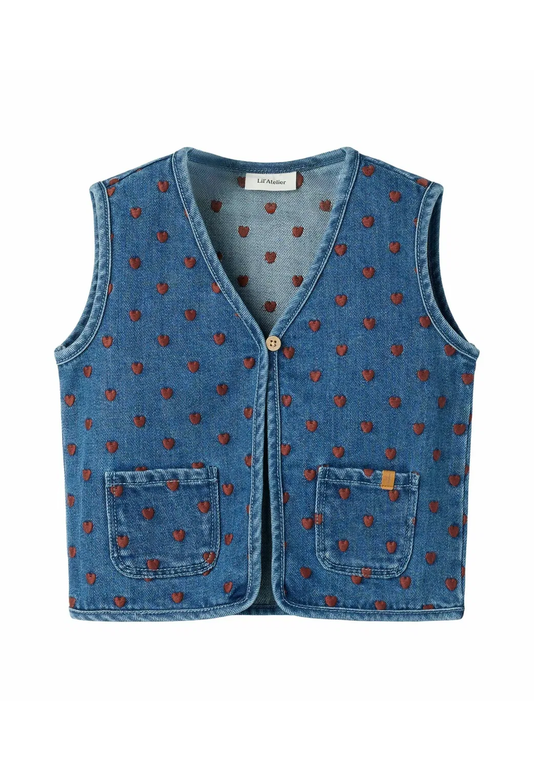 Джинсовый жилет с вышивкой Lil' Atelier, Dark Blue Denim — фото 2
