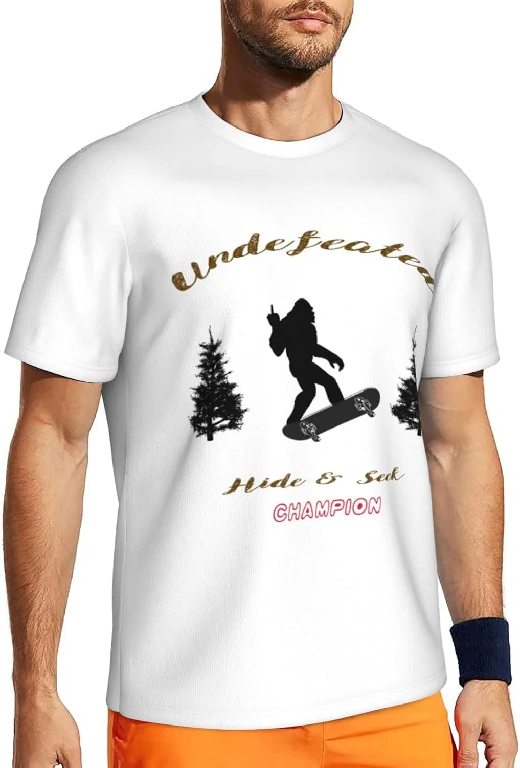 Мужская сетчатая футболка с быстросохнущей тканью Sasquatch Bigfoot Undefeated Hide and Seek2 — фото 4