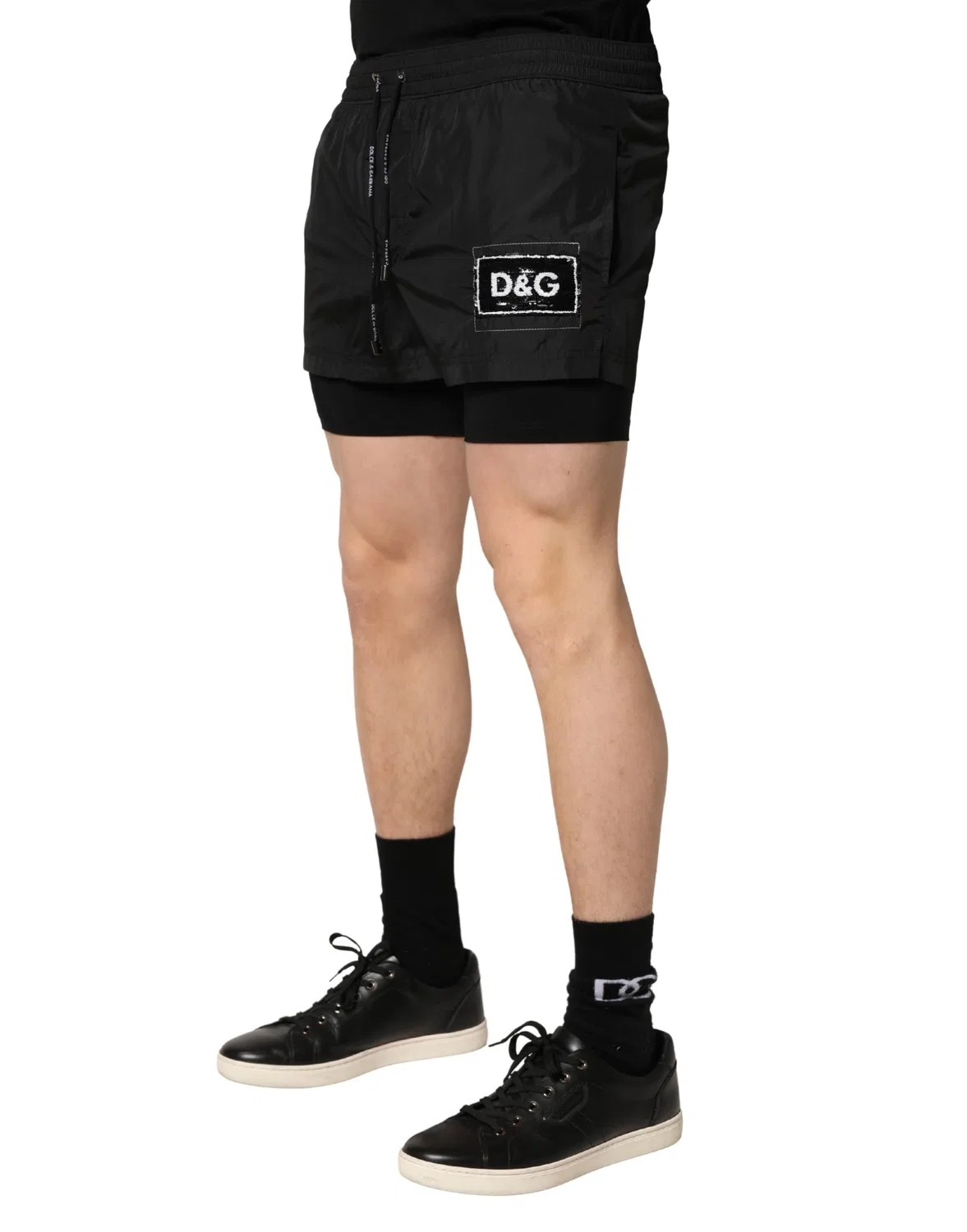 Мужские плавки-шорты для плавания с эластичным поясом Swim shorts Dolce & Gabbana, Black — фото 4
