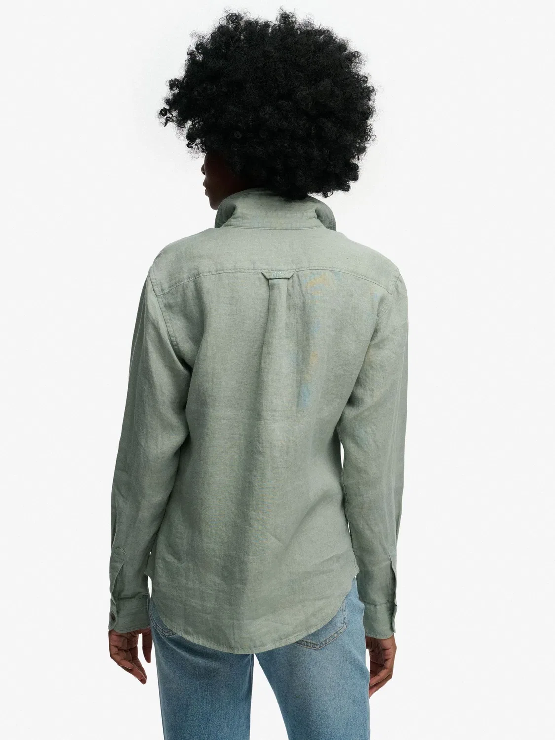 Рубашка boyfriend Premium Linen Superdry, зеленый — фото 3