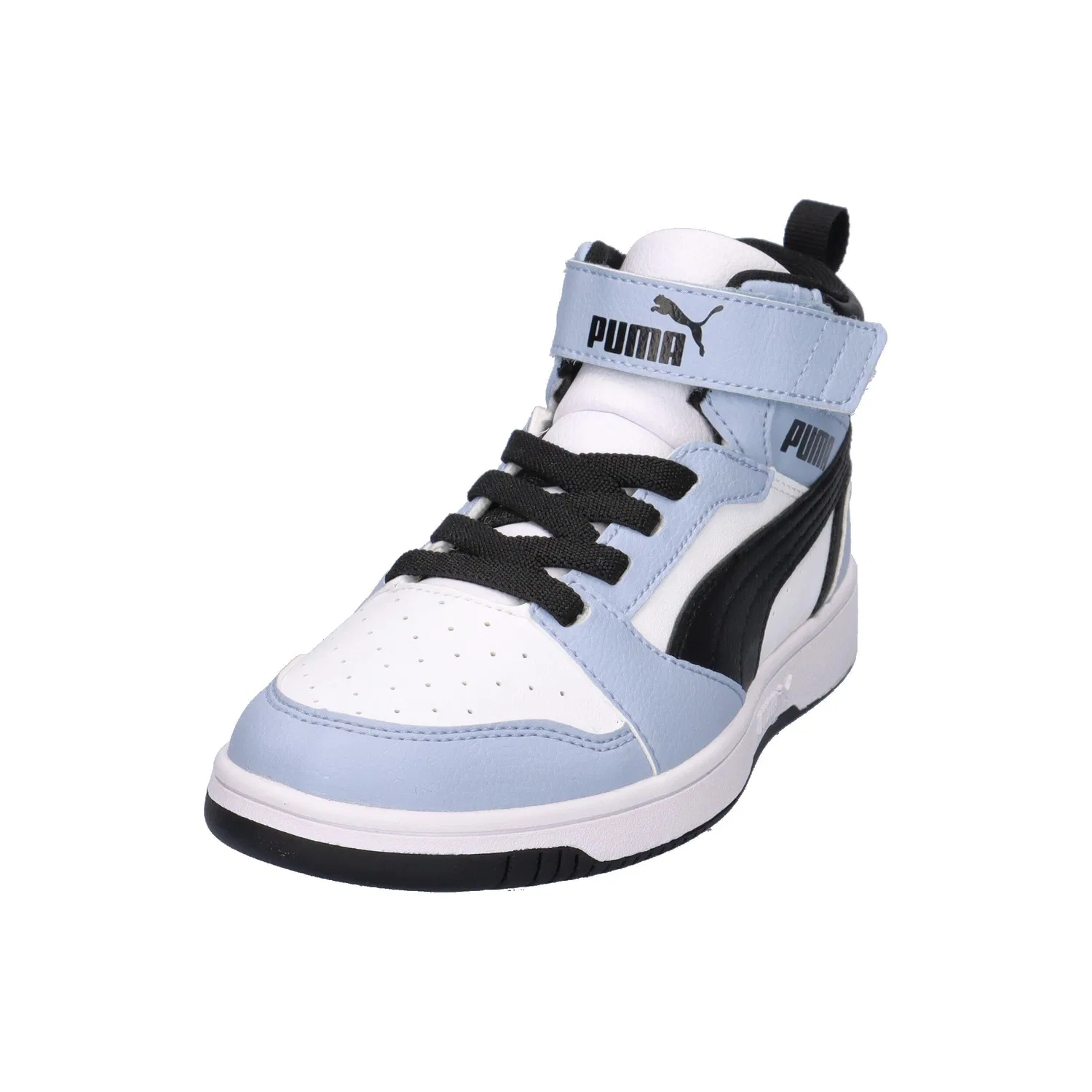 Детские кроссовки с высоким верхом Rebound V6 Mid AC+ PS Puma, Weiss Pastellblau — фото 4