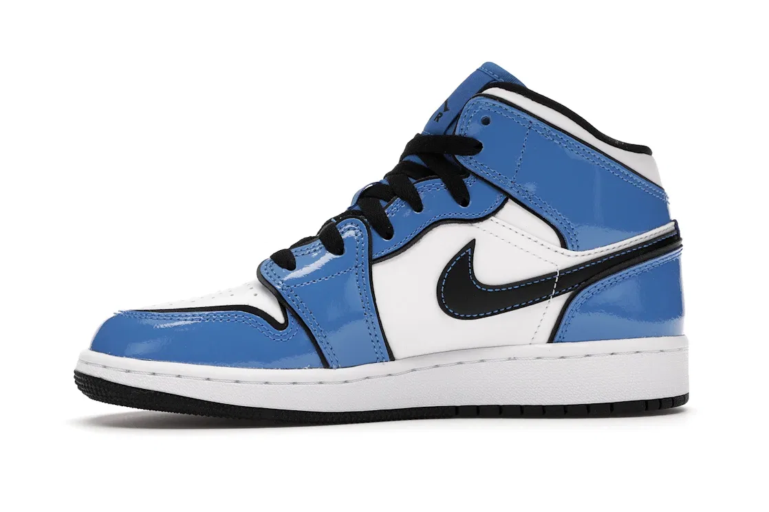 Детские кроссовки Lifestyle с принтом Jordan 1 Mid Jordan, Signal Blue/Black-White — фото 3