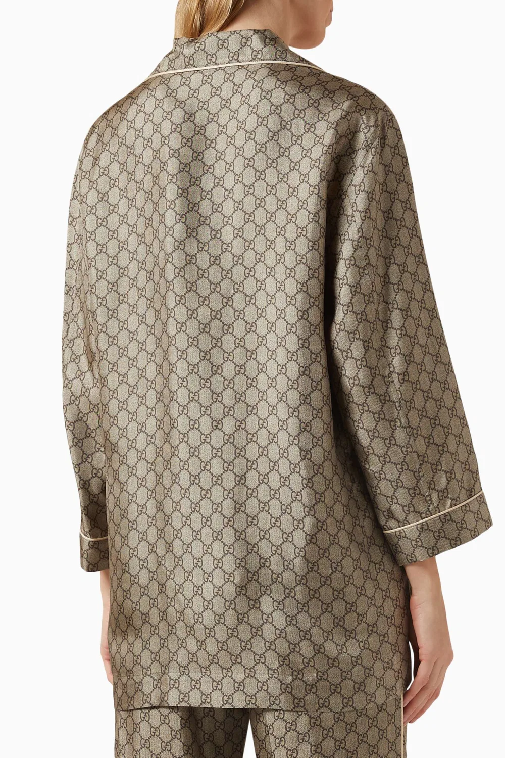 Рубашка из шелка GG Supreme Gucci, бежевый — фото 3