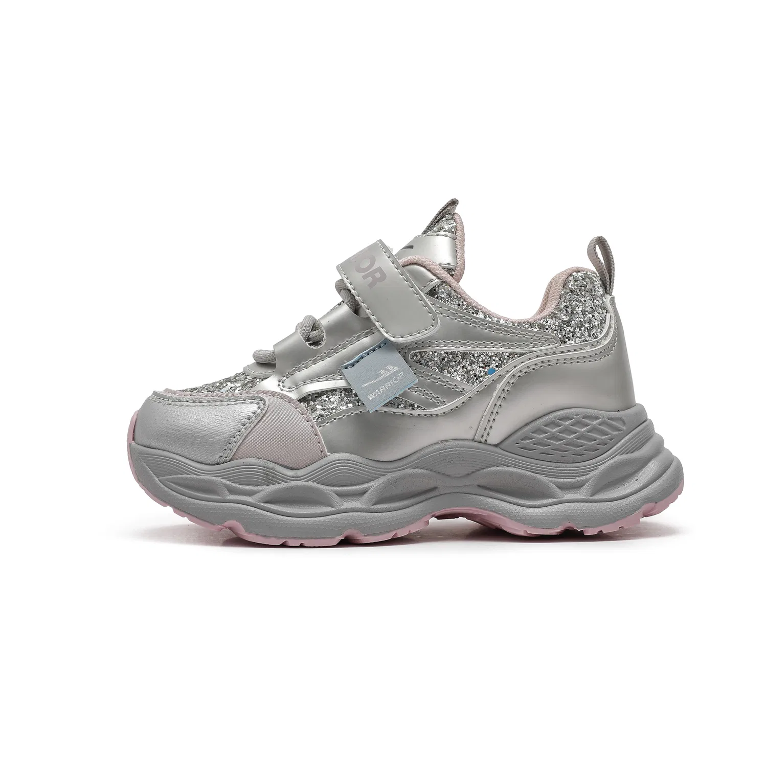 Детские кеды с низким верхом из экокожи Silver Gray Pink WARRIOR